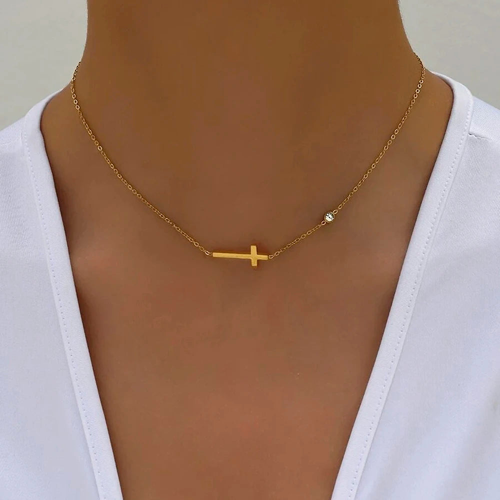 Stainless Steel Cross Pendant Necklace - Faith Meets Shine