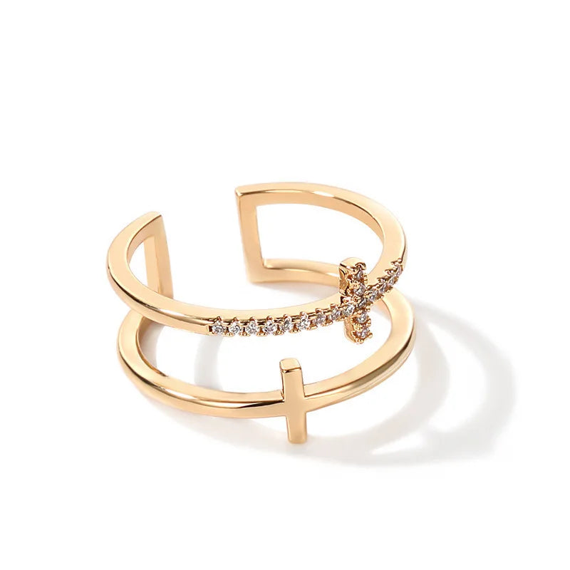 Rhinestone Cross Ring - A Sparkling Symbol of Faith