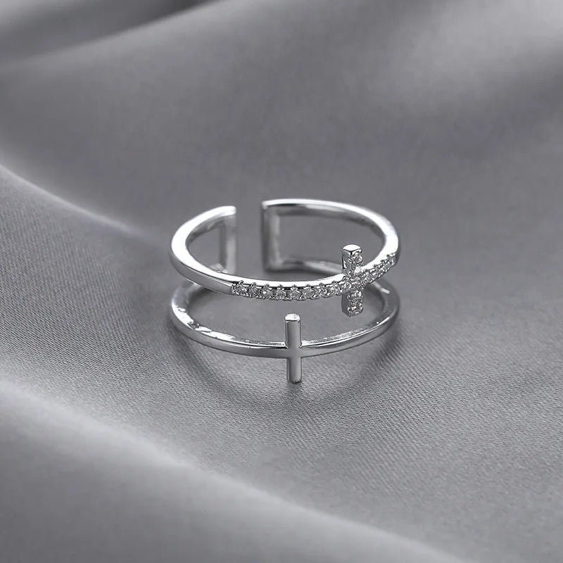 Rhinestone Cross Ring - A Sparkling Symbol of Faith