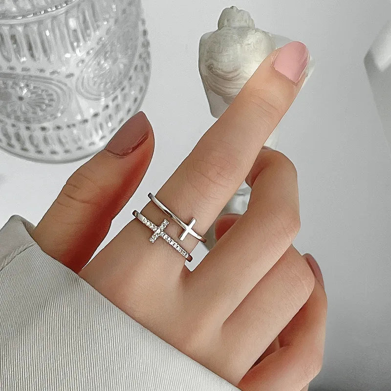 Rhinestone Cross Ring - A Sparkling Symbol of Faith
