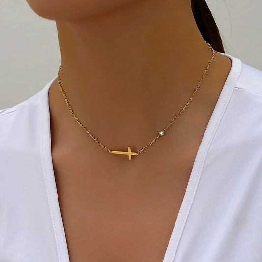 Stainless Steel Cross Pendant Necklace - Faith Meets Shine